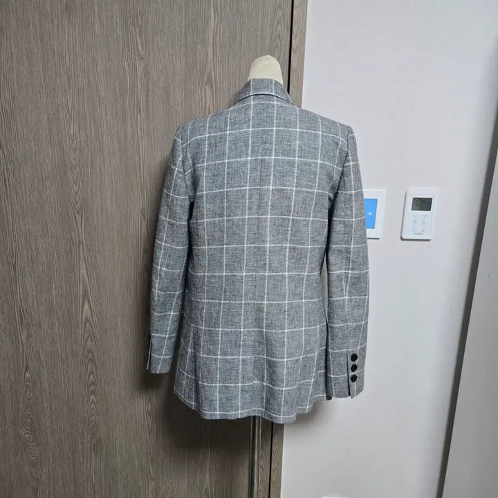 [BUNJANG] Claudie Pierlot Checked Double-Breasted Jacket / 상태굿  끌로디 피에롯 마소재 체크 더블 자켓 회색