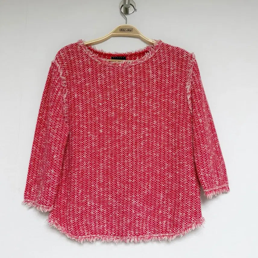 [BUNJANG] Sisley Red Tweed Blouse / 시슬리 레드 트위드 7~8부 블라우스