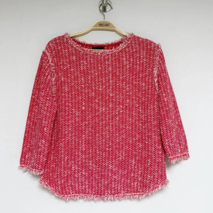[BUNJANG] Sisley Red Tweed Blouse / 시슬리 레드 트위드 7~8부 블라우스