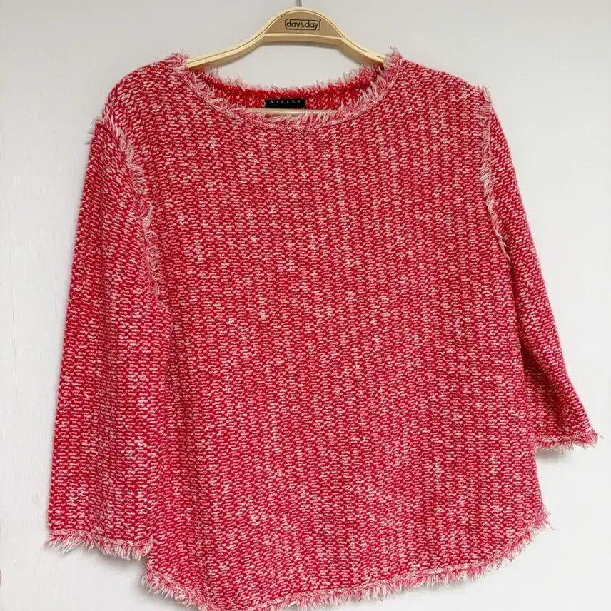 [BUNJANG] Sisley Red Tweed Blouse / 시슬리 레드 트위드 7~8부 블라우스