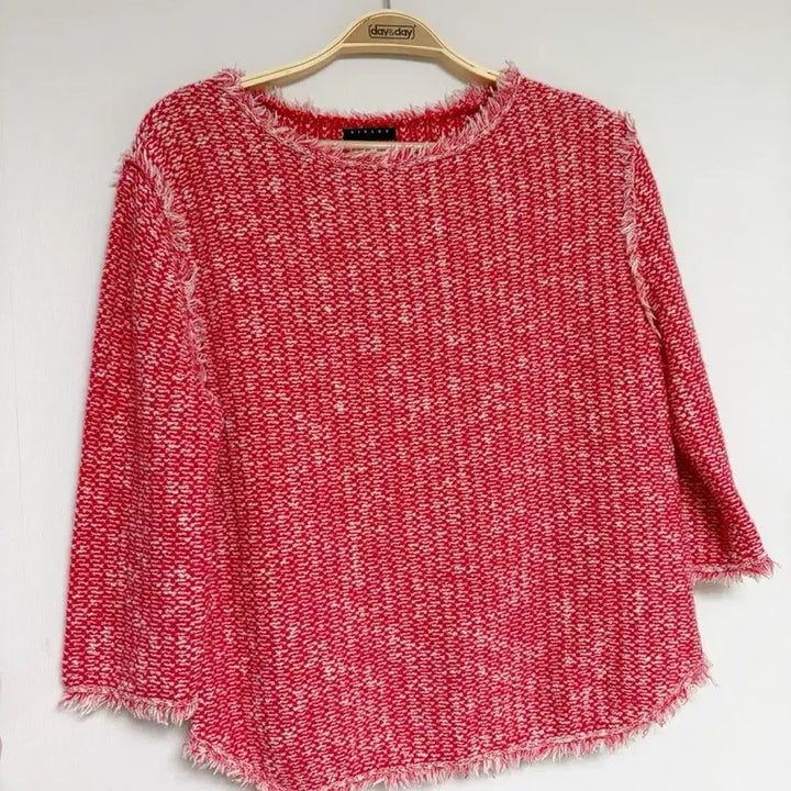 [BUNJANG] Sisley Red Tweed Blouse / 시슬리 레드 트위드 7~8부 블라우스