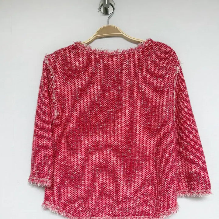[BUNJANG] Sisley Red Tweed Blouse / 시슬리 레드 트위드 7~8부 블라우스