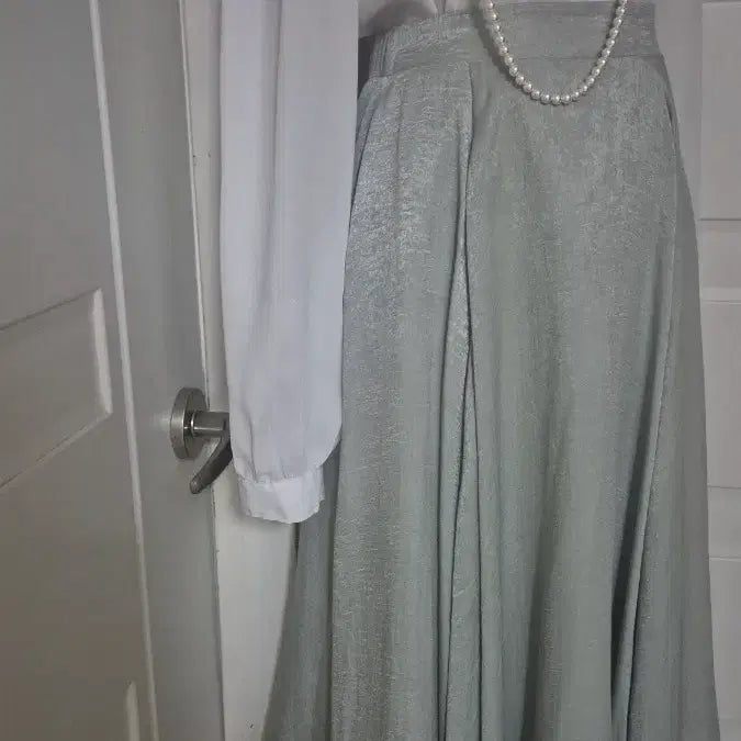 [BUNJANG] Charming Mint Flare Long Skirt / 일본 매력적인 민트 플레어 롱 스커트