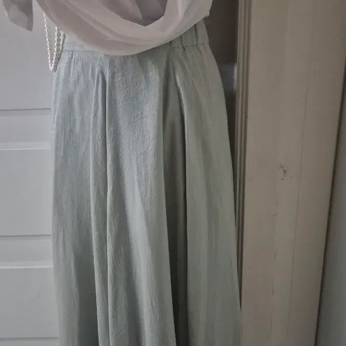 [BUNJANG] Charming Mint Flare Long Skirt / 일본 매력적인 민트 플레어 롱 스커트