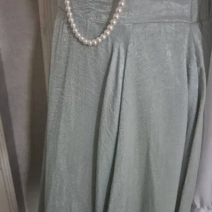 [BUNJANG] Charming Mint Flare Long Skirt / 일본 매력적인 민트 플레어 롱 스커트