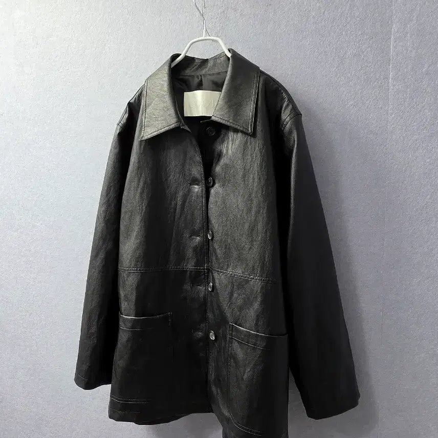 [BUNJANG] EOOB Vegan Faux Leather Half Jacket / 새상품 )  이우브 eoob  비건 페이크 레더 하프자켓