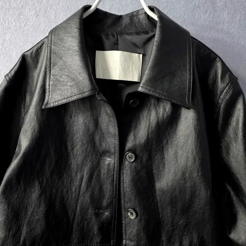 [BUNJANG] EOOB Vegan Faux Leather Half Jacket / 새상품 )  이우브 eoob  비건 페이크 레더 하프자켓