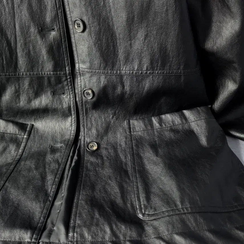 [BUNJANG] EOOB Vegan Faux Leather Half Jacket / 새상품 )  이우브 eoob  비건 페이크 레더 하프자켓