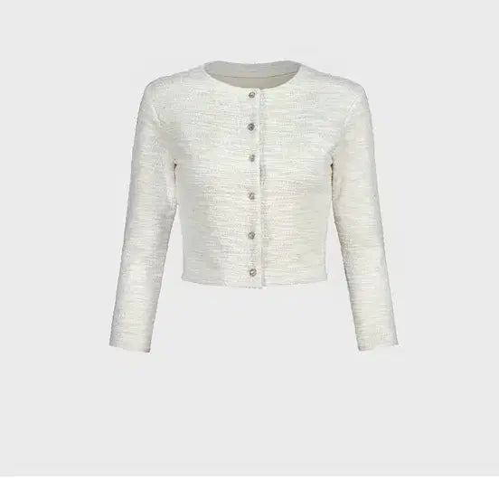 [BUNJANG] Guz Seven-Part Tweed Cardigan Ivory S / 구즈 칠부 트위드 가디건 아이보리s