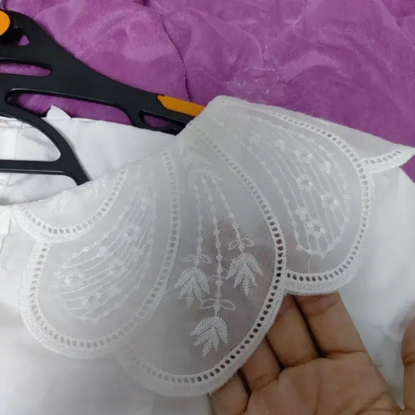 [BUNJANG] White Cotton Blend Blouse Summer / 사틴 샤틴 면코튼  화이트블라우스55 여름