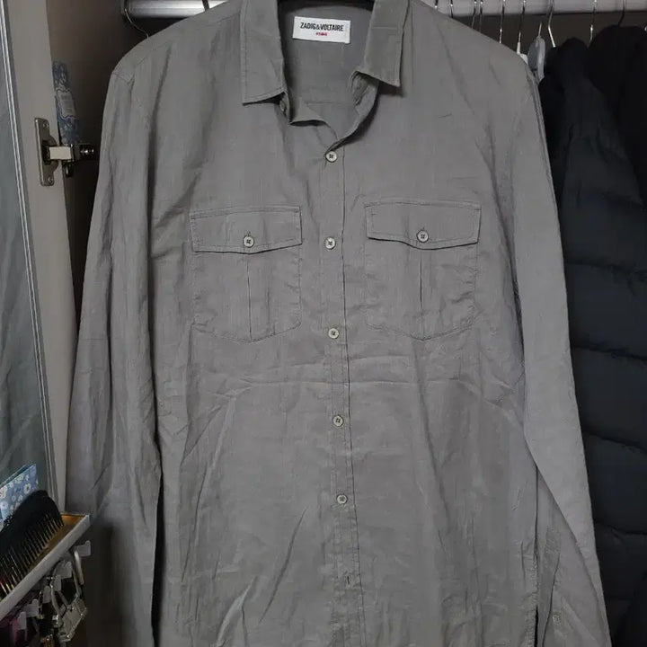 [SOLD OUT] 쟈딕앤볼테르 투포켓 셔츠 차콜그레이 L