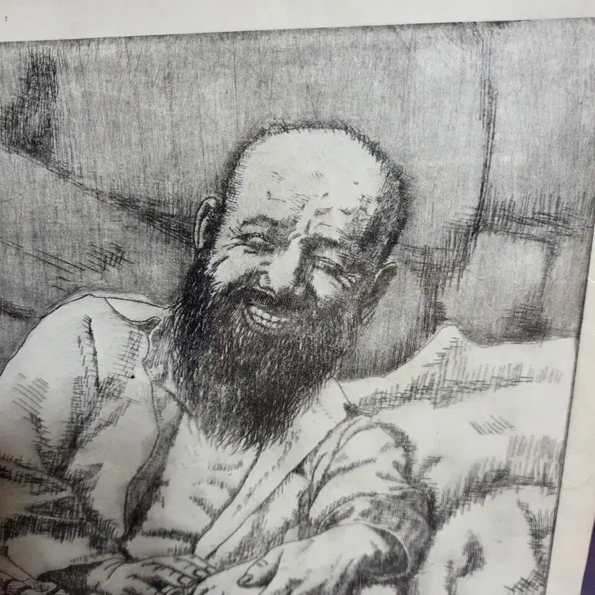 [BUNJANG] Jeong Ho Painting Black and White Etching Framed Art / 액자 그림 인물화 흑백 판화