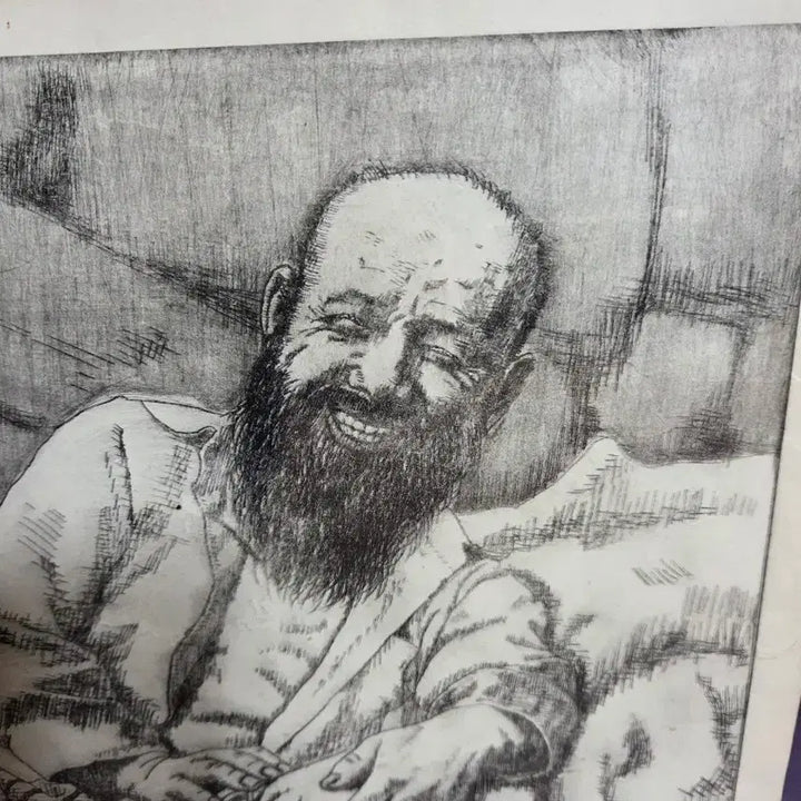 [BUNJANG] Jeong Ho Painting Black and White Etching Framed Art / 액자 그림 인물화 흑백 판화