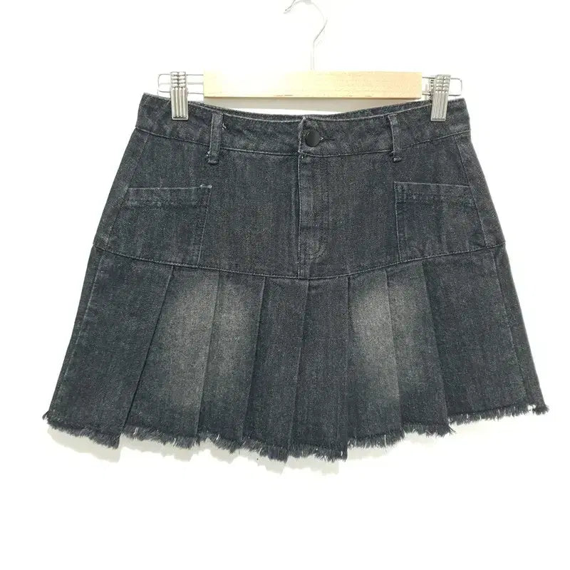 [BUNJANG] Denim Pleated Mini Skirt / 데님 플리츠 스커트 L_S1849