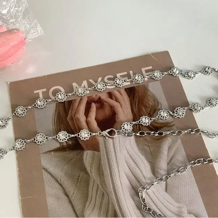 [BUNJANG] Silver Cubic Chain Belt / [새상품/당일발송] 큐빅 체인 벨트