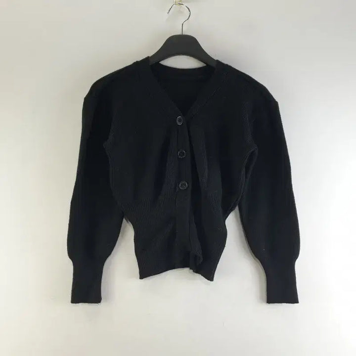 [BUNJANG] Unbranded Black Ribbed Knit Cardigan / 여성FREE 블랙 시보리 니트 가디건 M5741