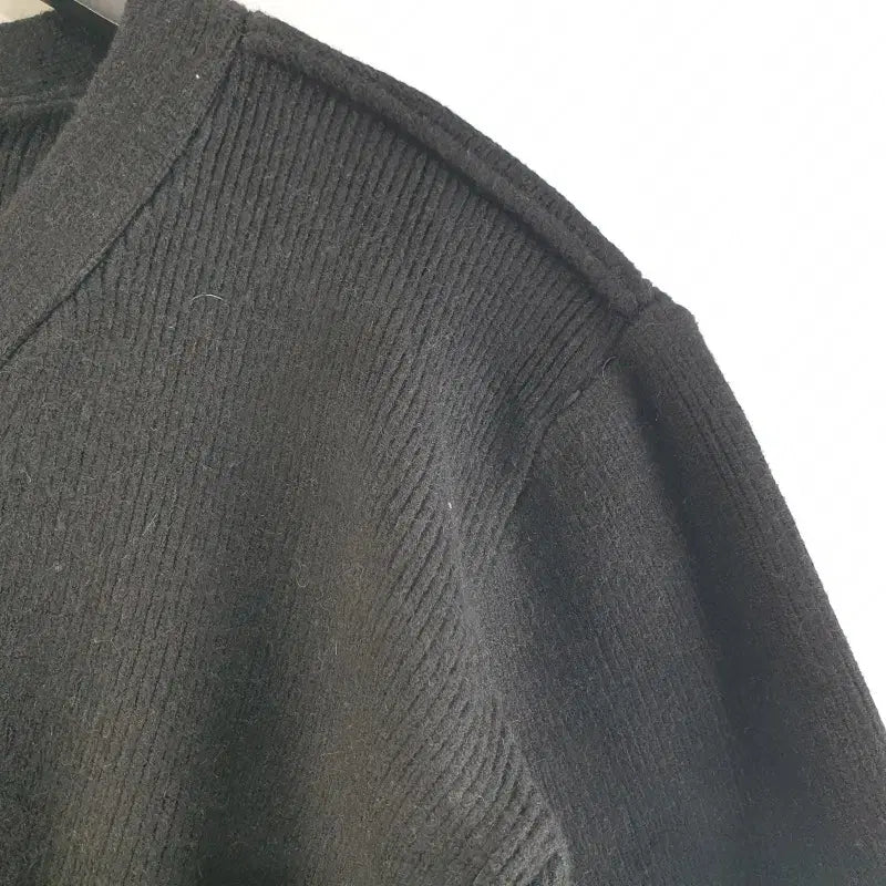[BUNJANG] Unbranded Black Ribbed Knit Cardigan / 여성FREE 블랙 시보리 니트 가디건 M5741