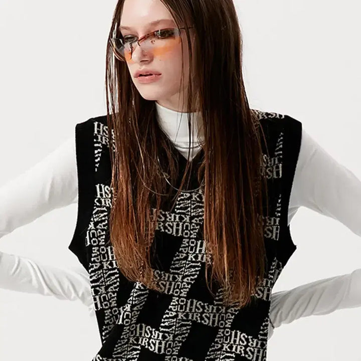 [BUNJANG] Kirsh Spiral Jacquard Knit Vest - Black / 새상품) 키르시 스파이럴 자카드 니트 베스트 블랙 팝니다