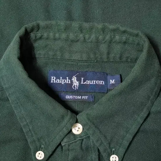 [BUNJANG] Polo Ralph Lauren Custom Fit Green Shirt - Size M / 폴로 랄프로렌 커스텀핏 그린 셔츠 M