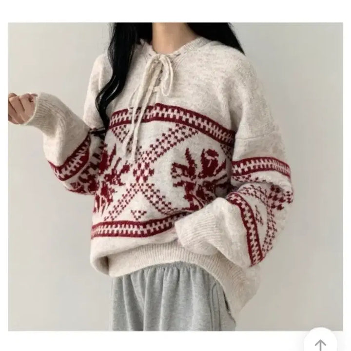 [BUNJANG] Snowflake Hooded Knit Sweater / 눈꽃 후드니트 [Free,블랙]