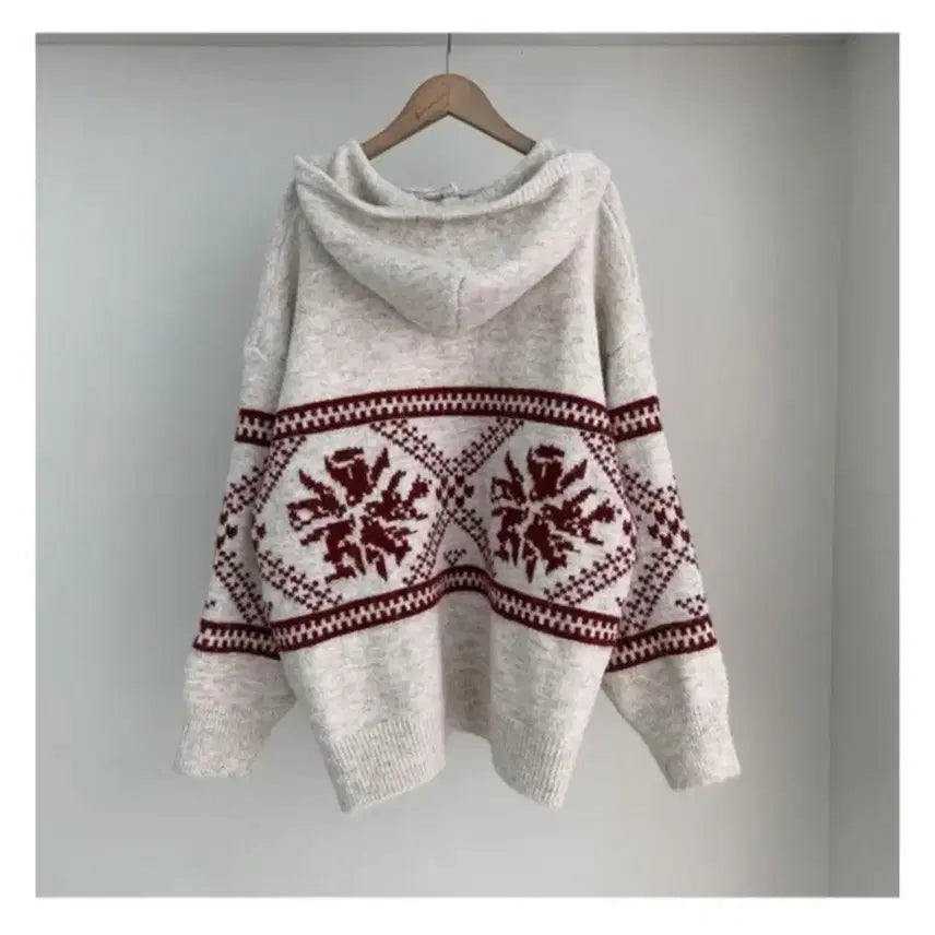 [BUNJANG] Snowflake Hooded Knit Sweater / 눈꽃 후드니트 [Free,블랙]