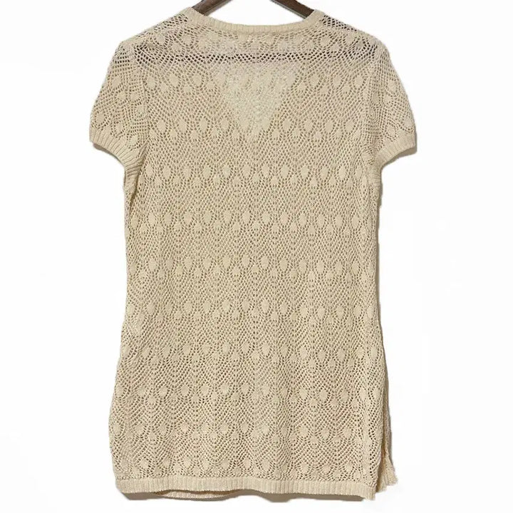 [BUNJANG] Vintage Beige Openwork Long Cardigan / 일본빈티지 앞옆트임포켓 벌룬소매펀칭롱가디건베이지모리걸하구미룩갸루y2k히피