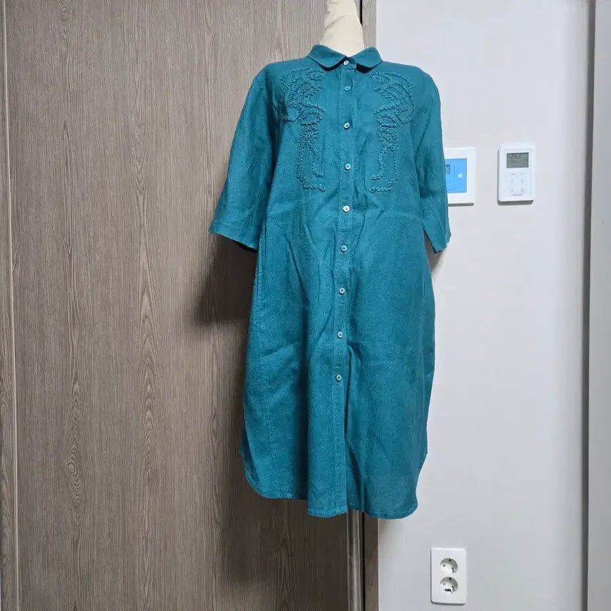 [BUNJANG] Esae Emerald Green Linen Shirt Dress / !오늘만이가격!!     이새 에메랄드 그린 린넨 셔츠 원피스