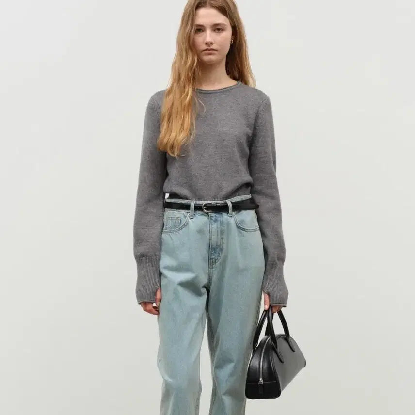 [BUNJANG] Dunst Thumbhole Cuff Sweater Mélange Grey / 던스트 썸홀 커프 스웨터 멜란지그레이