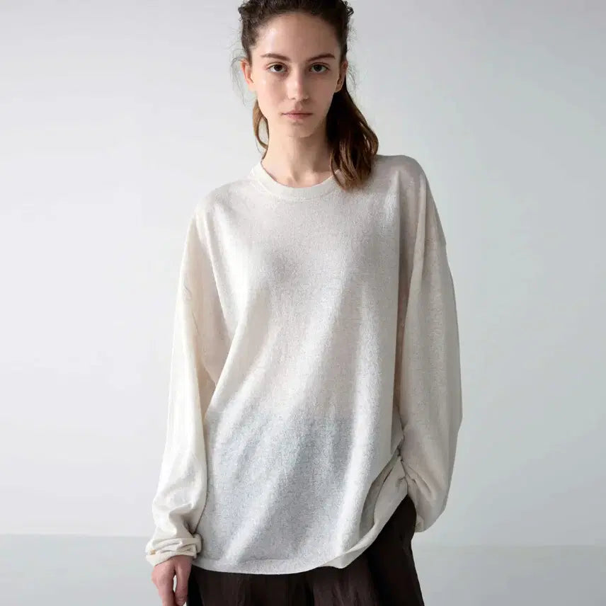 [BUNJANG] Facade Pattern Boy Fit Linen Knit Top / 파사드패턴(FACADE PATTERN) 보이핏 린넨니트 프리사이즈 새상품