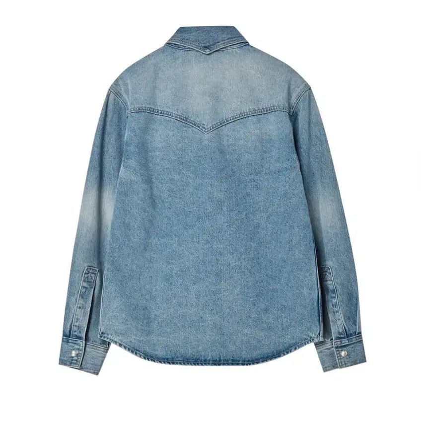[BUNJANG] Afterpray Cruiser Denim Washed Shacket Light Indigo M / 애프터프레이 크루저 데님 워시드 셔켓 라이트 인디고 m