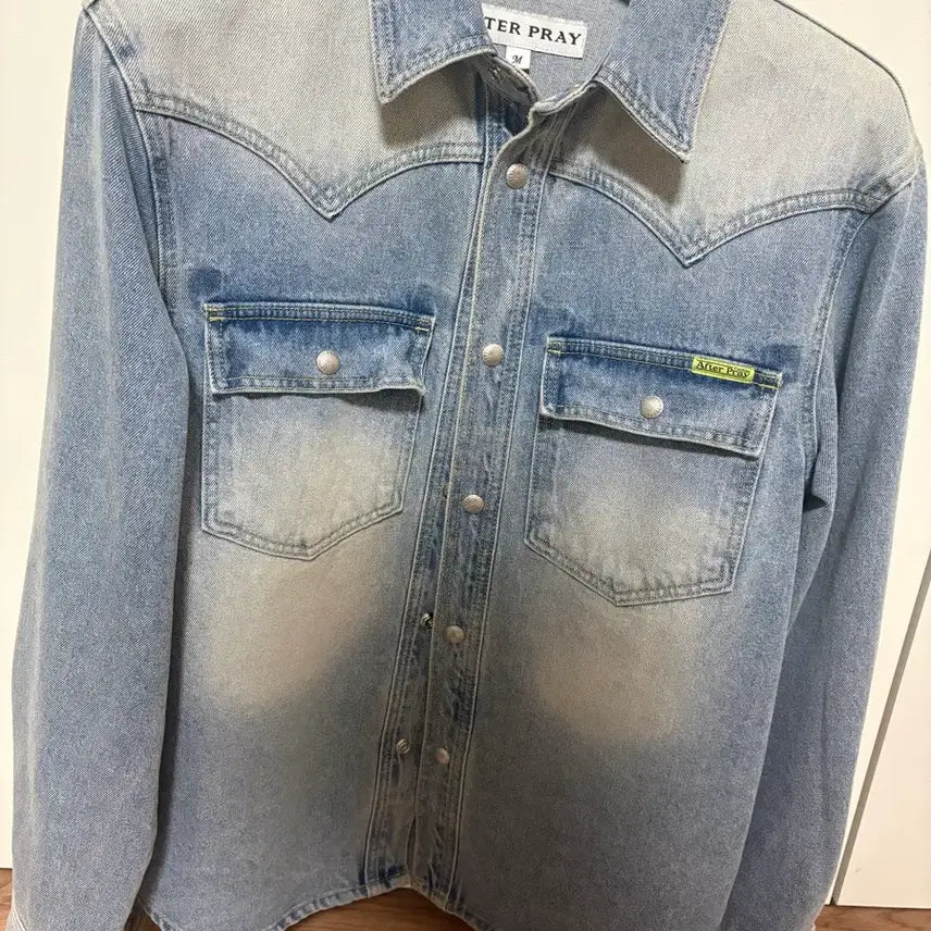 [BUNJANG] Afterpray Cruiser Denim Washed Shacket Light Indigo M / 애프터프레이 크루저 데님 워시드 셔켓 라이트 인디고 m