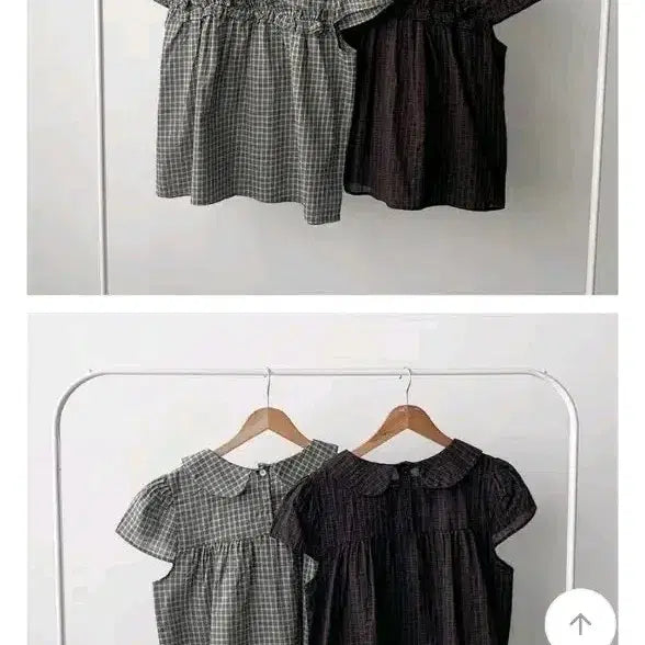 [BUNJANG] Boogie Shop Miho Round Collar Check Two-way Blouse / 부기샵 미호 라운드 카라 체크 투웨이 블라우스