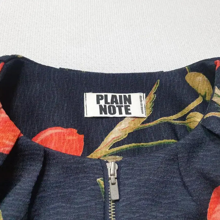 [BUNJANG] Plain Note Flower Pattern Zip-Up Jumper Women&