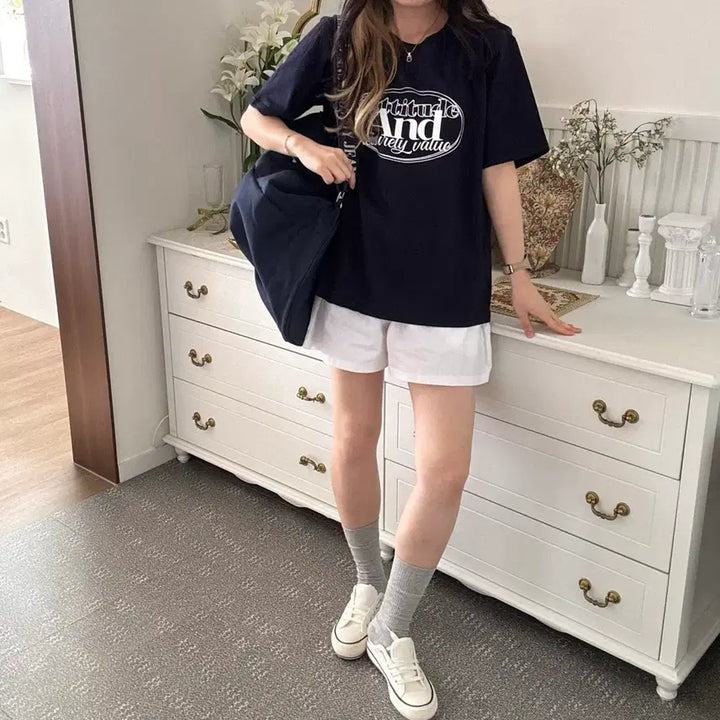 [BUNJANG] 봄 여름 레터링 루즈핏 여성 여자 반팔 티셔츠 반팔티 박스티 여름옷 / 봄 여름 레터링 루즈핏 여성 여자 반팔 티셔츠 반팔티 박스티 여름옷