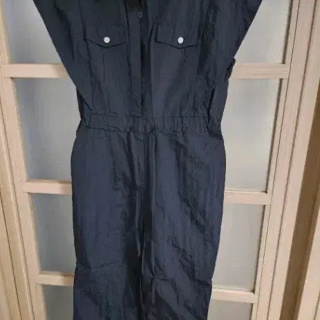 [BUNJANG] Black Short Sleeve Shirt Jumpsuit / 블랙 반팔 셔츠 점프수트