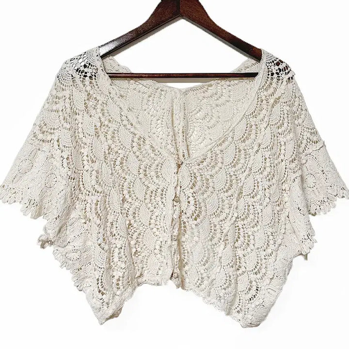[BUNJANG] Earth Music &amp; Ecology Crochet Cardigan / 일본빈티지 어스뮤직레이스뜨개크로셰크로쉐판쵸가디건모리걸하구미룩갸루y2k히피