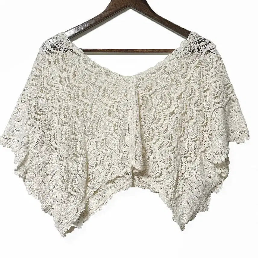 [BUNJANG] Earth Music &amp; Ecology Crochet Cardigan / 일본빈티지 어스뮤직레이스뜨개크로셰크로쉐판쵸가디건모리걸하구미룩갸루y2k히피