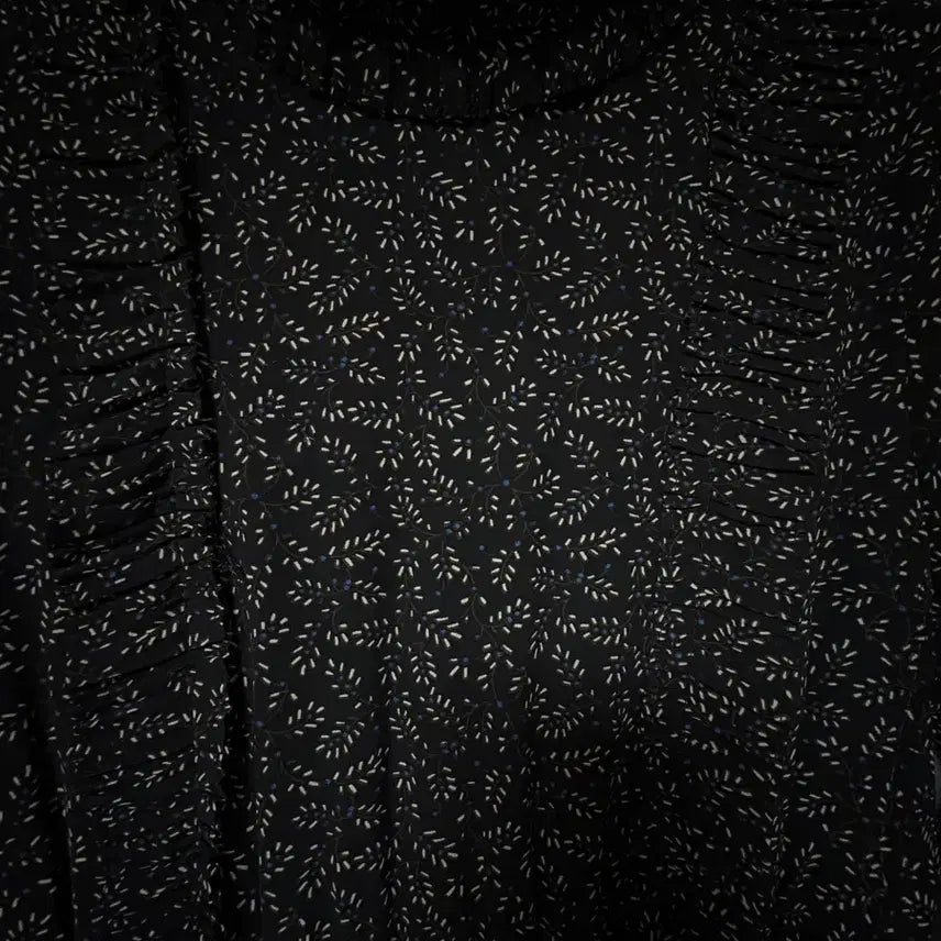 [BUNJANG] Black Chiffon Floral Print Long Dress / 잔꽃무늬 롱 원피스 블랙 쉬폰