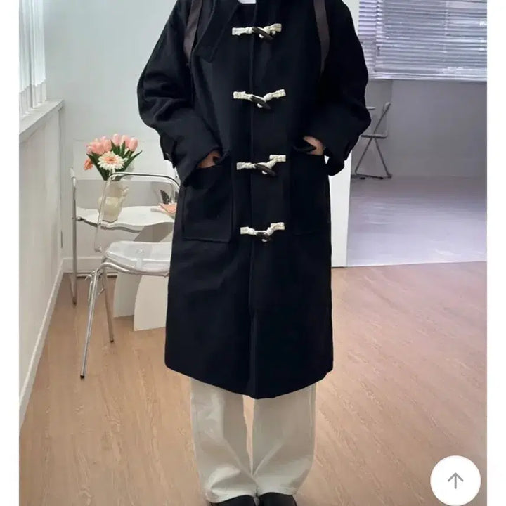 [BUNJANG] Black Long Duffle Coat / 블랙 떡볶이코트 롱