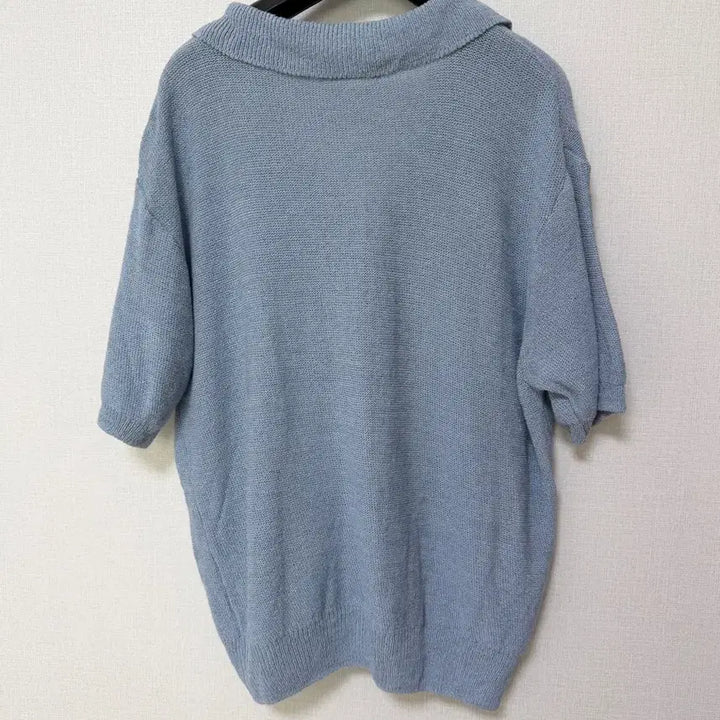 [BUNJANG] Poster Brand V-Neck Short Sleeve Knit Top / 새상품,착용컷o)유명도매택 포스터 반팔 니트 블루
