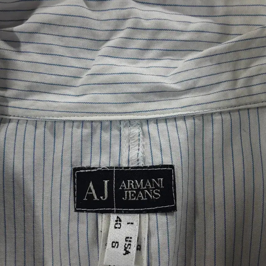 [BUNJANG] Armani Jeans Frill Neck Stripe Shirt / 알마니진 프릴넥 스트라이프 셔츠 66