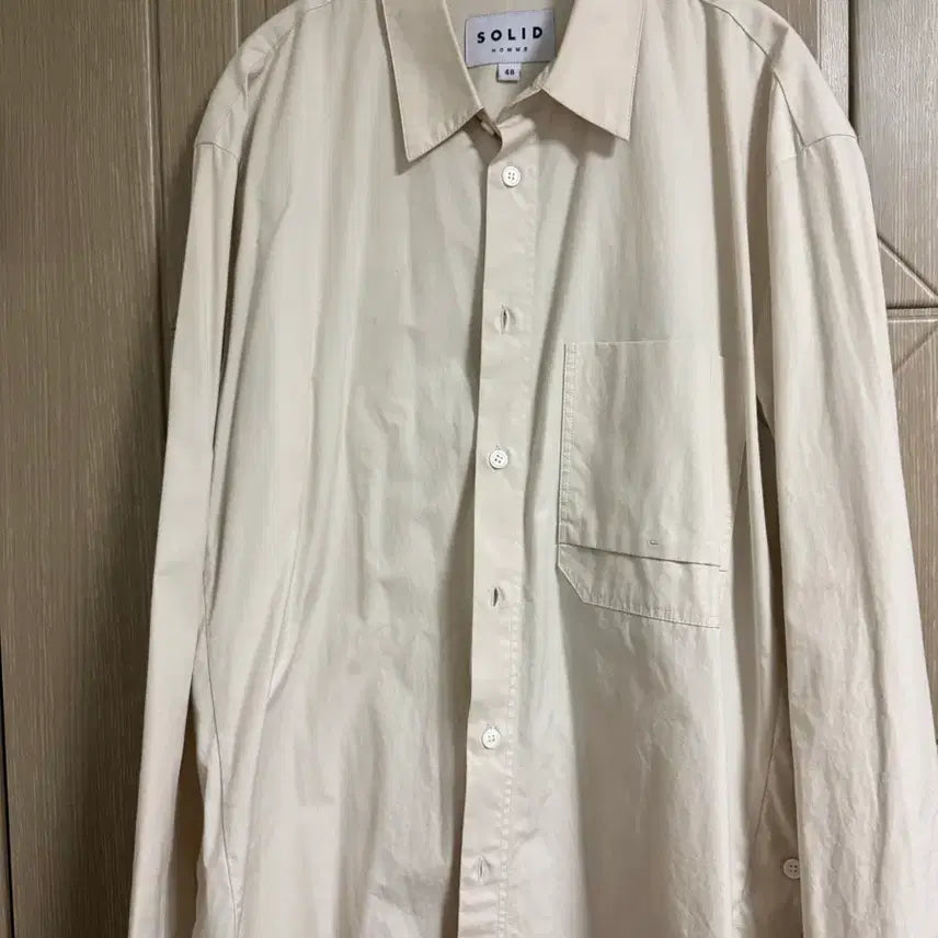 [BUNJANG] Solid Homme Ivory Back Logo Shirt (Size 48) / 솔리드옴므 아이보리 백로고(48)셔츠 판매.