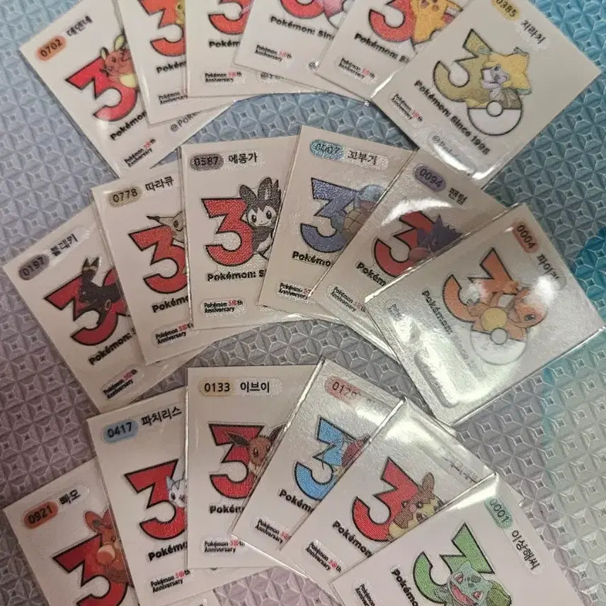 [BUNJANG] Pokemon Season 5 30th Anniversary Sticker 18-Piece Bundle Set / 포켓몬 시즌5 띠부씰 30주년 로고 지라치 팬텀 따라큐 18종 판매