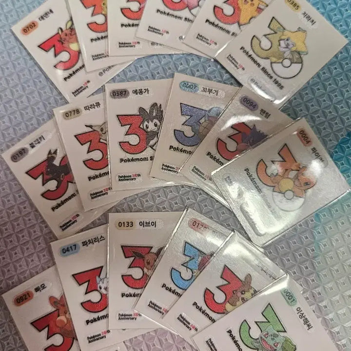 [BUNJANG] Pokemon Season 5 30th Anniversary Sticker 18-Piece Bundle Set / 포켓몬 시즌5 띠부씰 30주년 로고 지라치 팬텀 따라큐 18종 판매