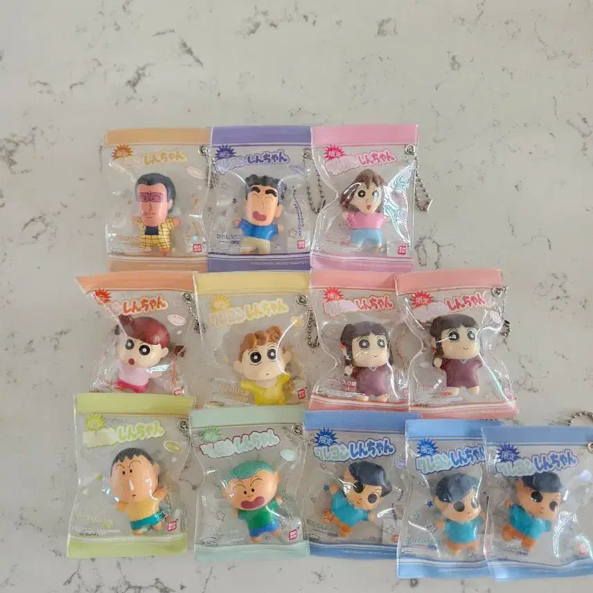 [BUNJANG] Crayon Shin-chan Character Pouch Keychain Set / 짱구 맹구 훈이 철수 원장선생님 파우치 피규어 키링 한정판(새상품)