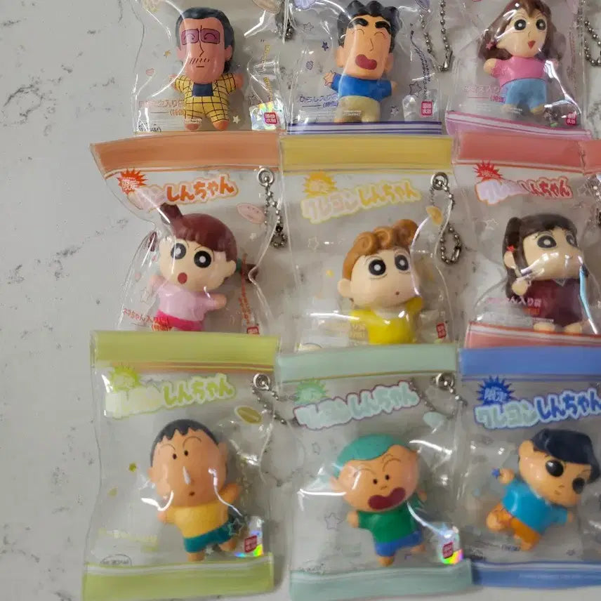 [BUNJANG] Crayon Shin-chan Character Pouch Keychain Set / 짱구 맹구 훈이 철수 원장선생님 파우치 피규어 키링 한정판(새상품)