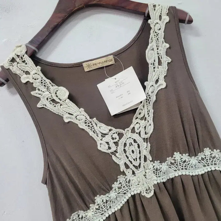 [BUNJANG] PENNS NECK Lace Brown Sleeveless Mini Dress / 새상품) PENNS NECK 레이스 브라운 민소매 원피스