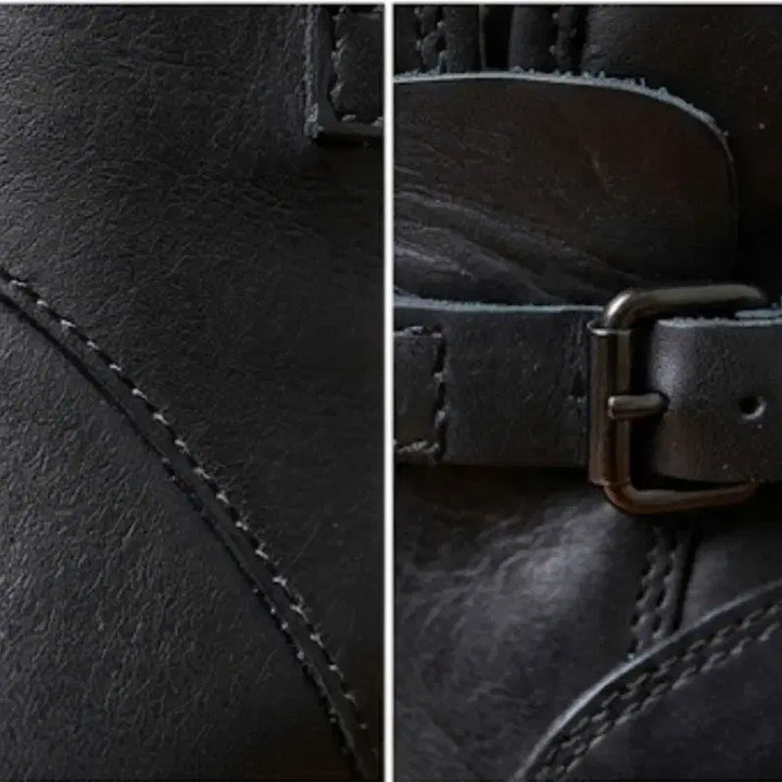 [BUNJANG] MANAAS Black Leather Ankle Boots / 새제품 MANAAS블랙 양가죽 앵클 부츠 (털 안감) 245