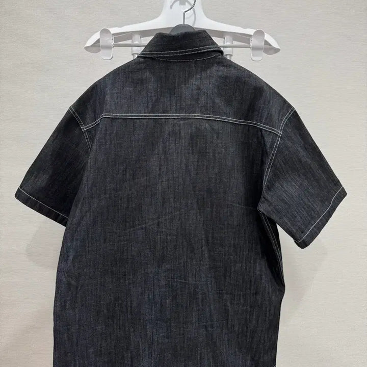 [SOLD OUT] LAUGHER 투 포켓 데님 워크 셔츠 반팔 블랙