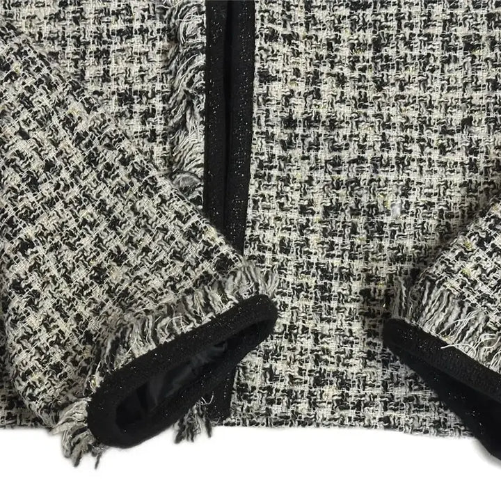 [BUNJANG] Soft Seoul Fringe Crop Tweed Jacket [Black] / 소프트서울 프린지 크롭 트위드 자켓 [블랙]